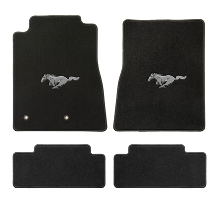 2013-14 Mustang Coupe / Convertible Floor Mats - Black - Silver Pony Emblem